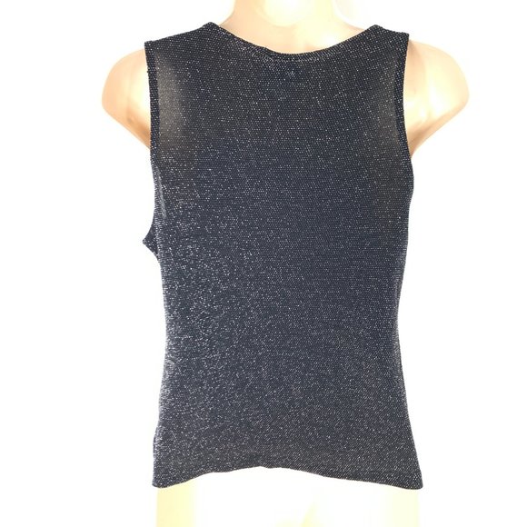 3/$25 Vintage Metallic Silver Sparkly Asymmetrical One Shoulder Top Shir… - Picture 2 of 7